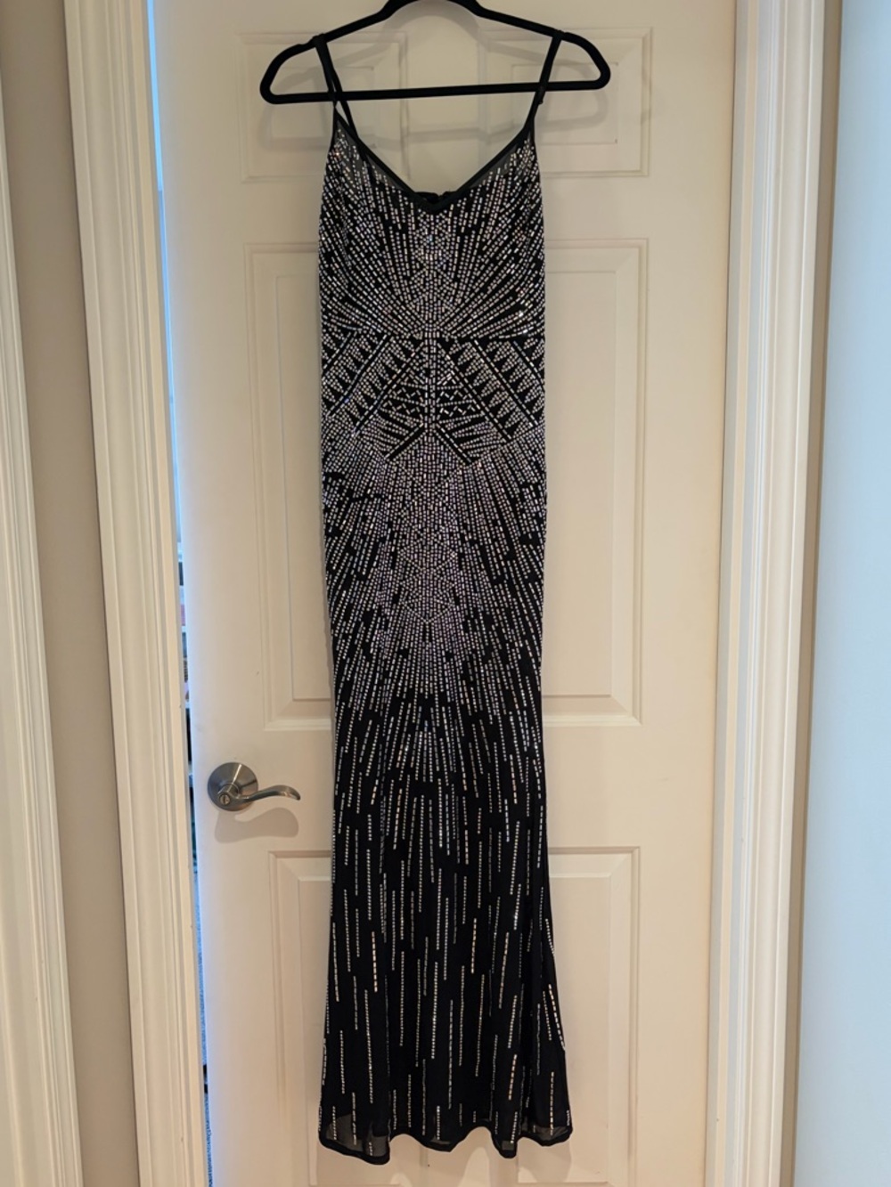 Windsor Black Rhinestone Beaded Evening Gown